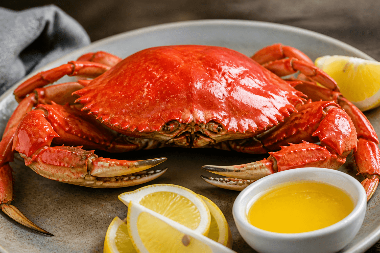 Chilled Florida stone crab claws with mustard sauce and lemon